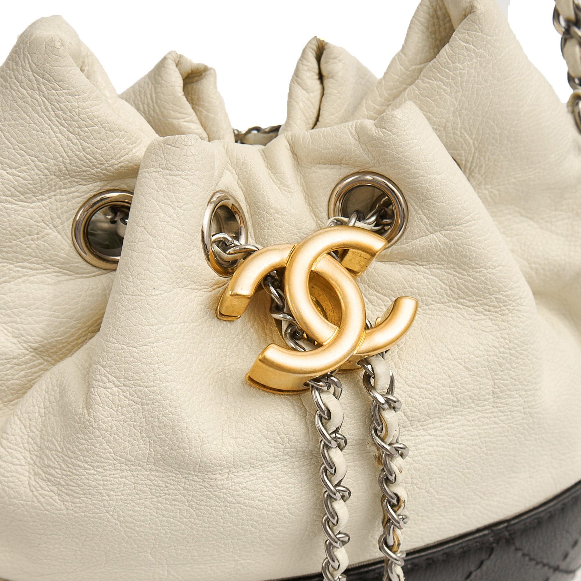 Chanel Bucket Bag Gabrielle Bucket Bag in White, Calfskin Leather