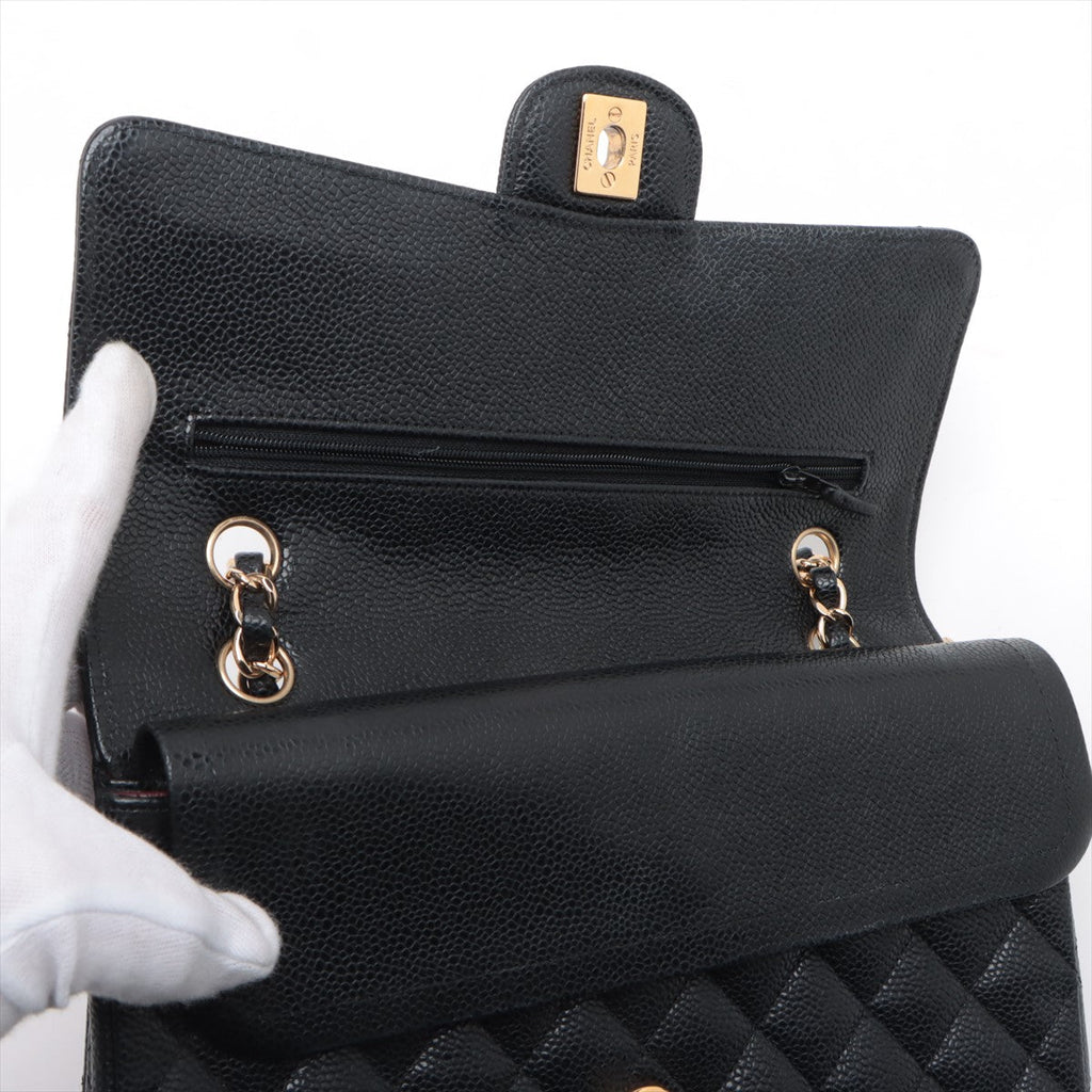 Chanel Classic Flap M/L Medium/Large Caviar Black Bag 15 series