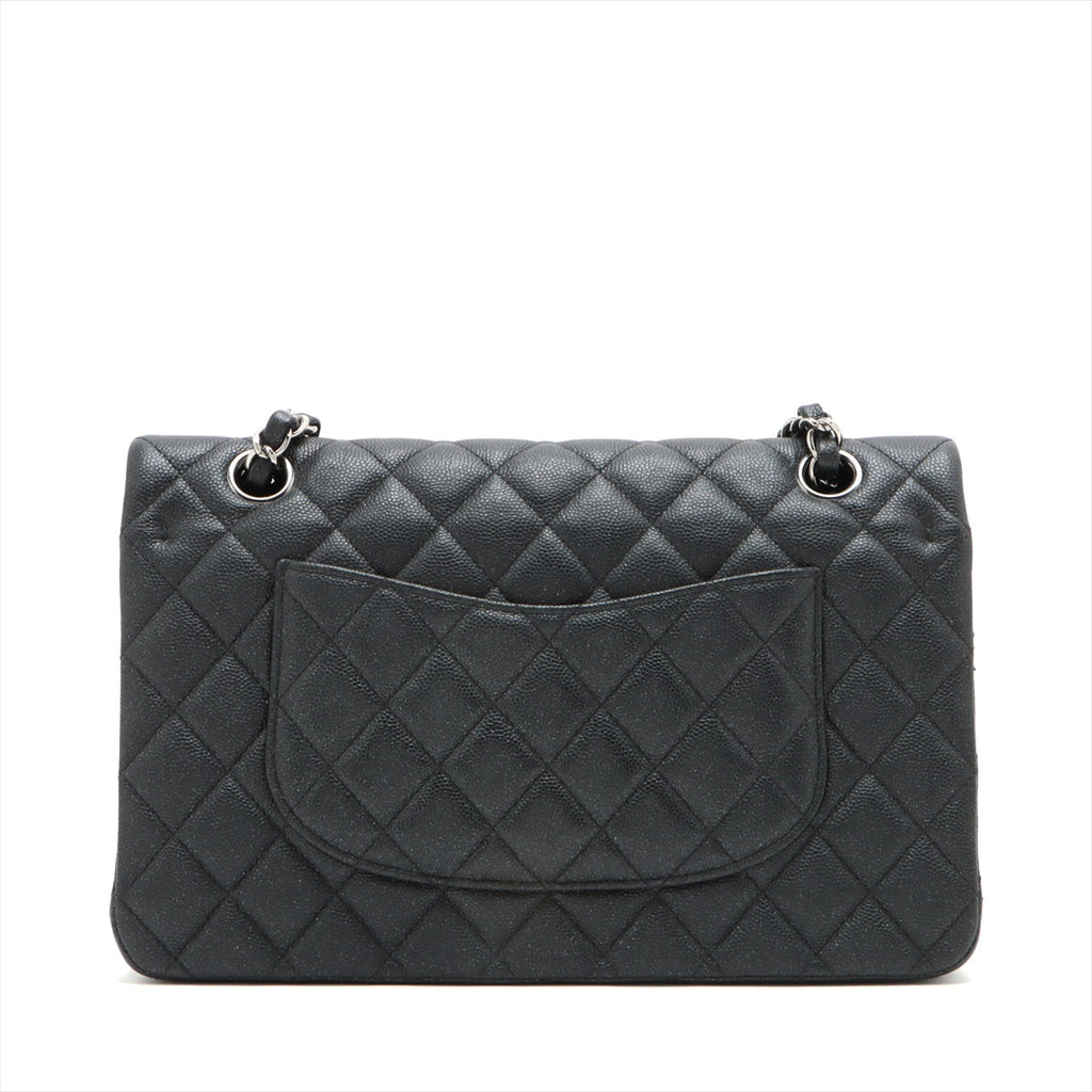 Chanel Classic Flap M/L Medium/Large Caviar Black Shimmer Bag- 18C