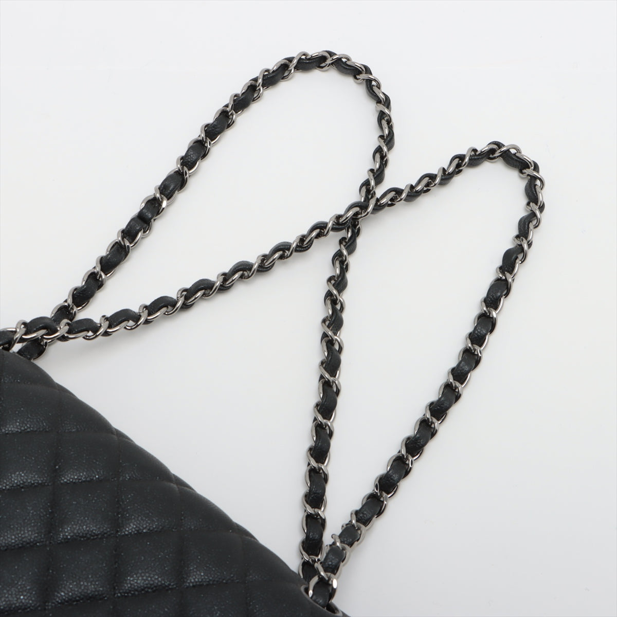 Chanel Classic Flap M/L Medium/Large Caviar Black Shimmer Bag- 18C
