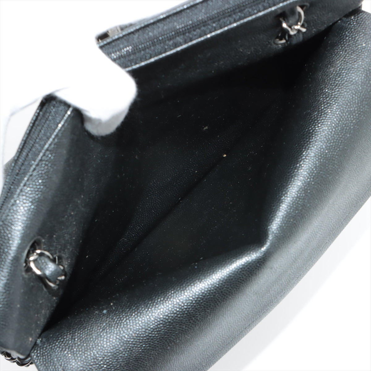 Chanel Classic Flap M/L Medium/Large Caviar Black Shimmer Bag- 18C