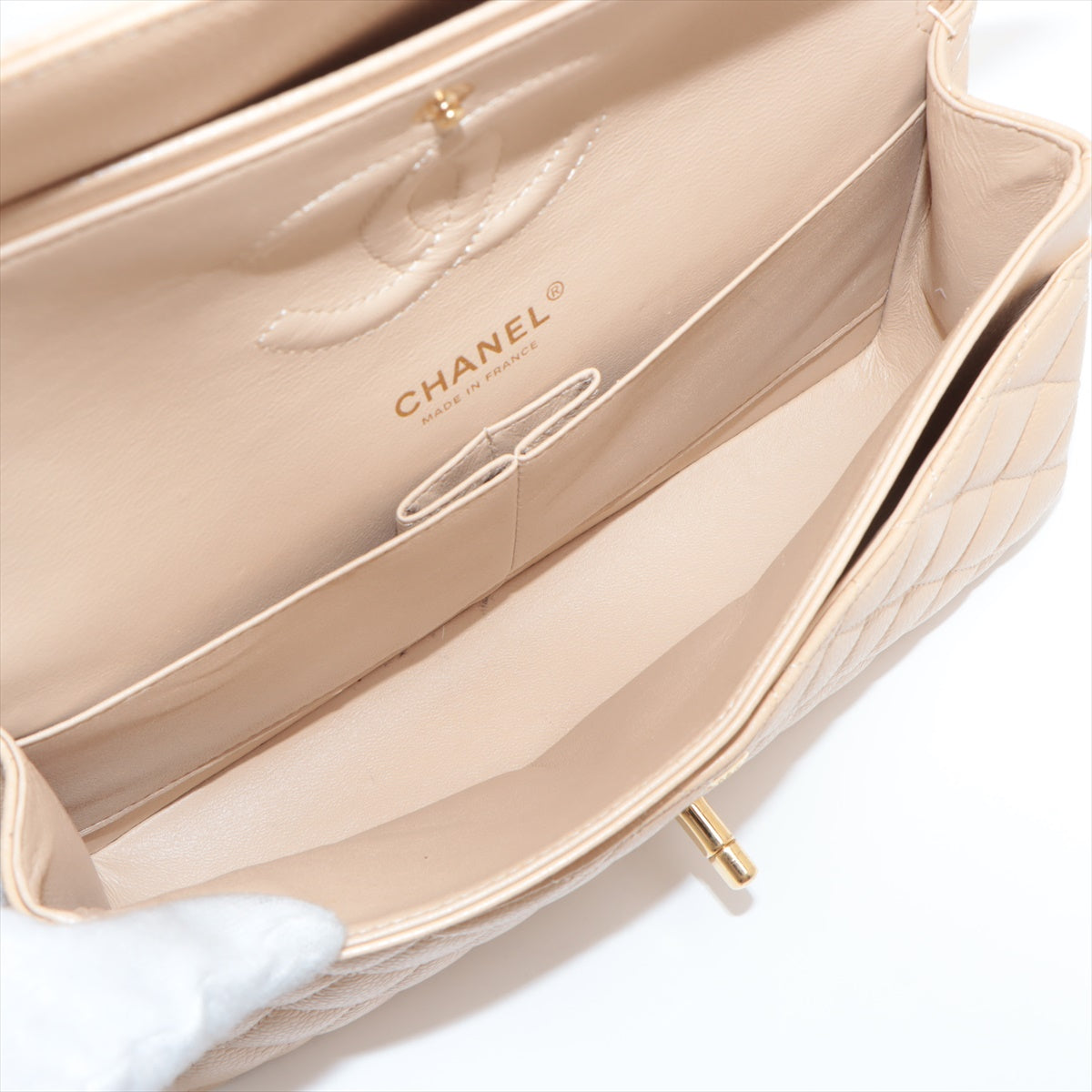 Chanel Classic Flap M/L Medium/Large Caviar Beige - 18 Series