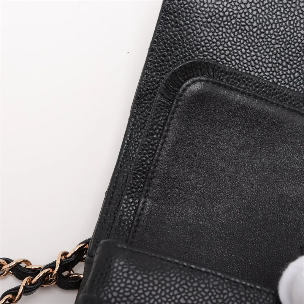Chanel Caviar Medium/Large Double Classic Flap 24k GHW Black