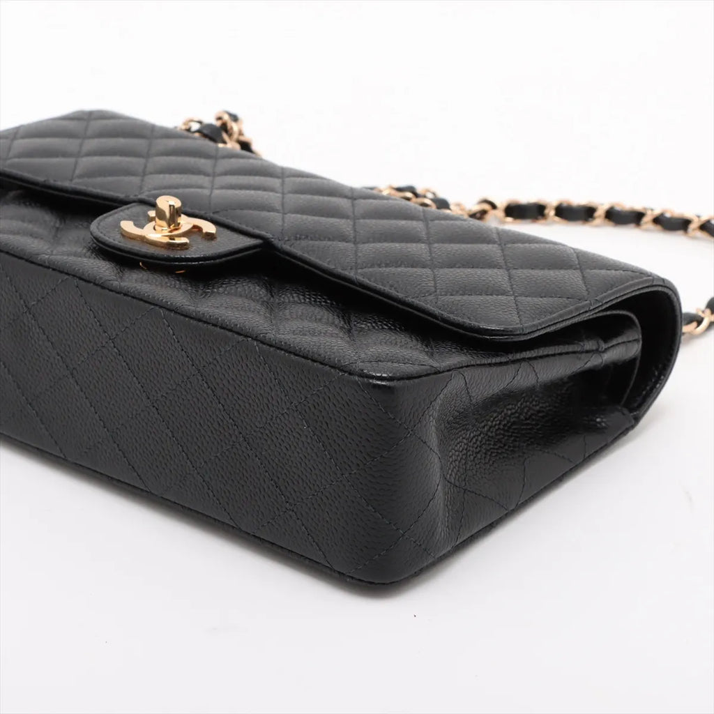 Chanel Caviar Medium/Large Double Classic Flap 24k GHW Black