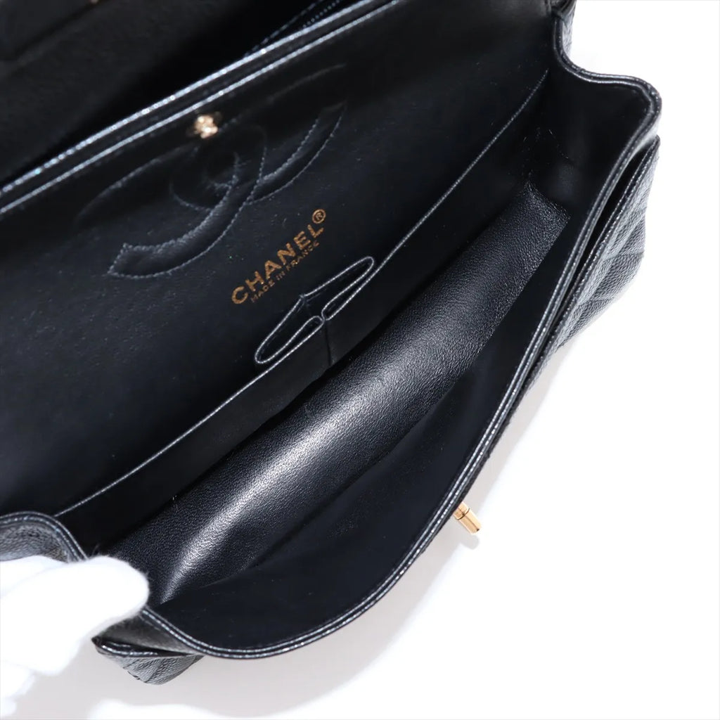 Chanel Caviar Medium/Large Double Classic Flap 24k GHW Black