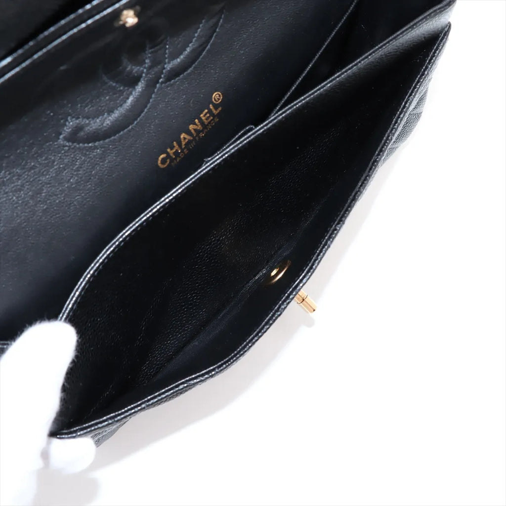 Chanel Caviar Medium/Large Double Classic Flap 24k GHW Black