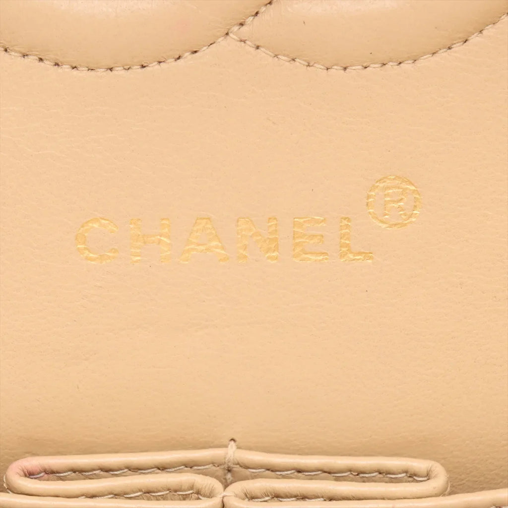 Chanel Chevron Lambskin Double Flap 24k Gold Classic Flap Beige