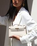 *SUPER RARE* HSS Hermès Kelly Pochette Bag in Beton and Gold Interior Swift Leather with Permabrass Hardware