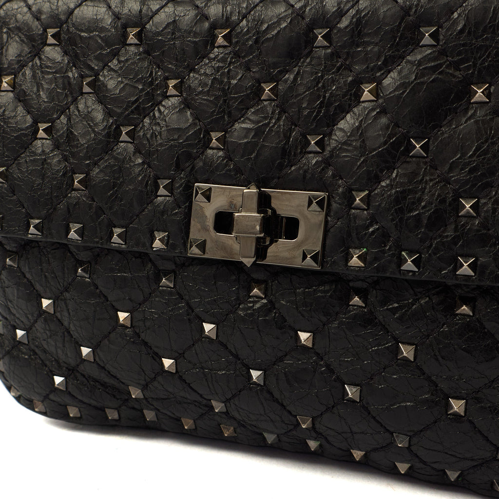 Valentino Shoulder Bag Rockstud Spike Medium in Black, Calfskin
