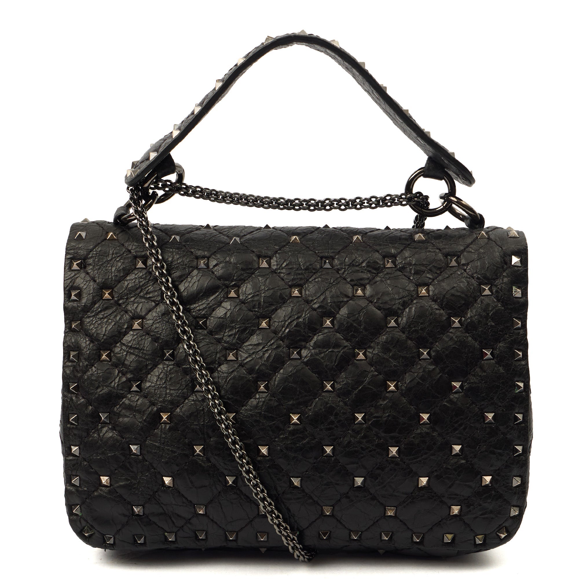 Valentino Shoulder Bag Rockstud Spike Medium in Black, Calfskin