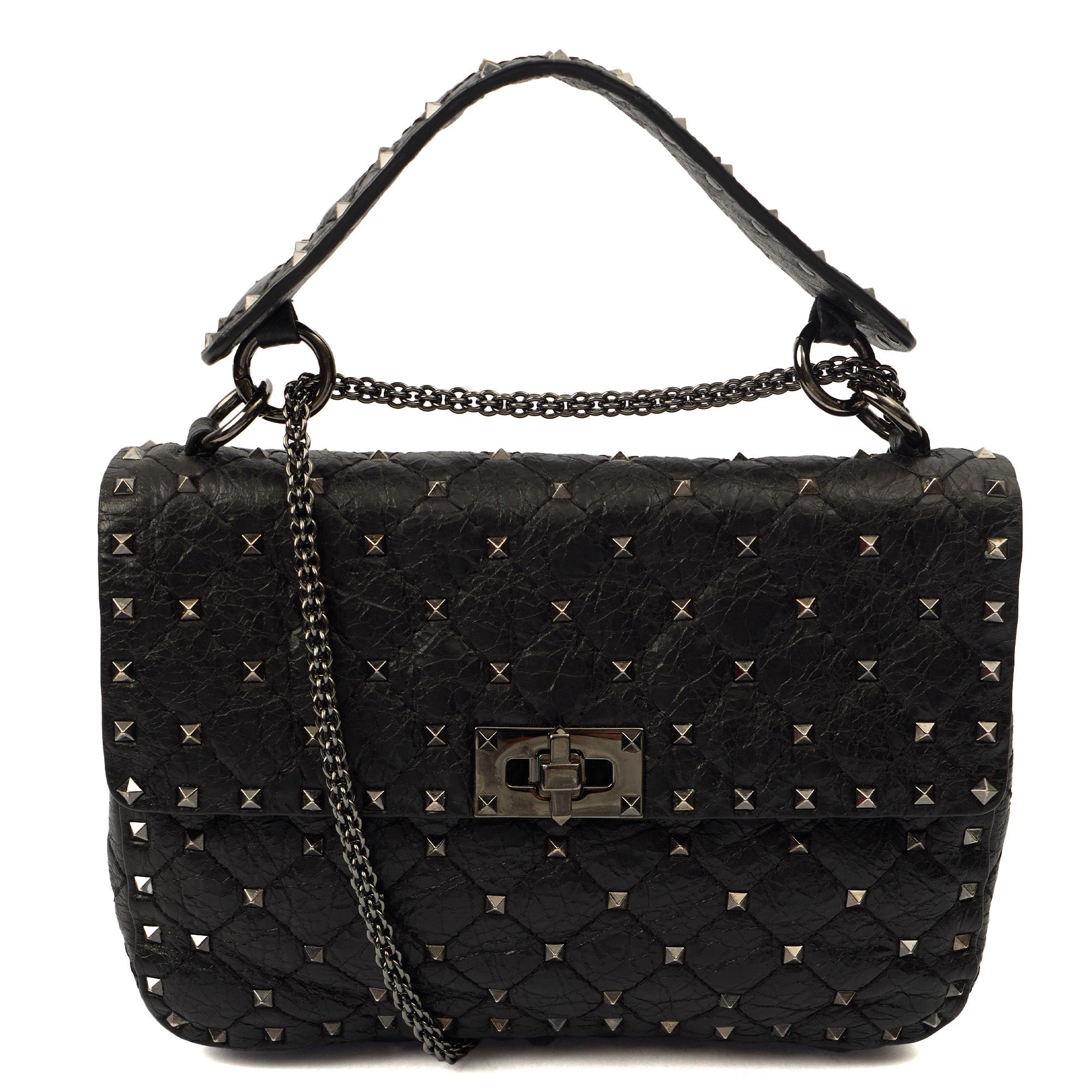 Valentino Shoulder Bag Rockstud Spike Medium in Black, Calfskin