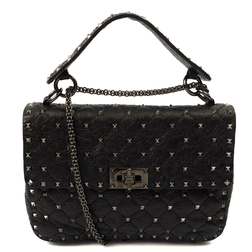 Valentino Shoulder Bag Rockstud Spike Medium in Black, Calfskin