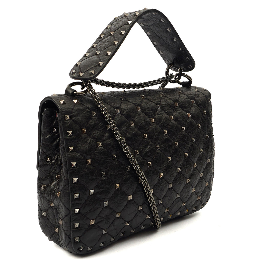 Valentino Shoulder Bag Rockstud Spike Medium in Black, Calfskin