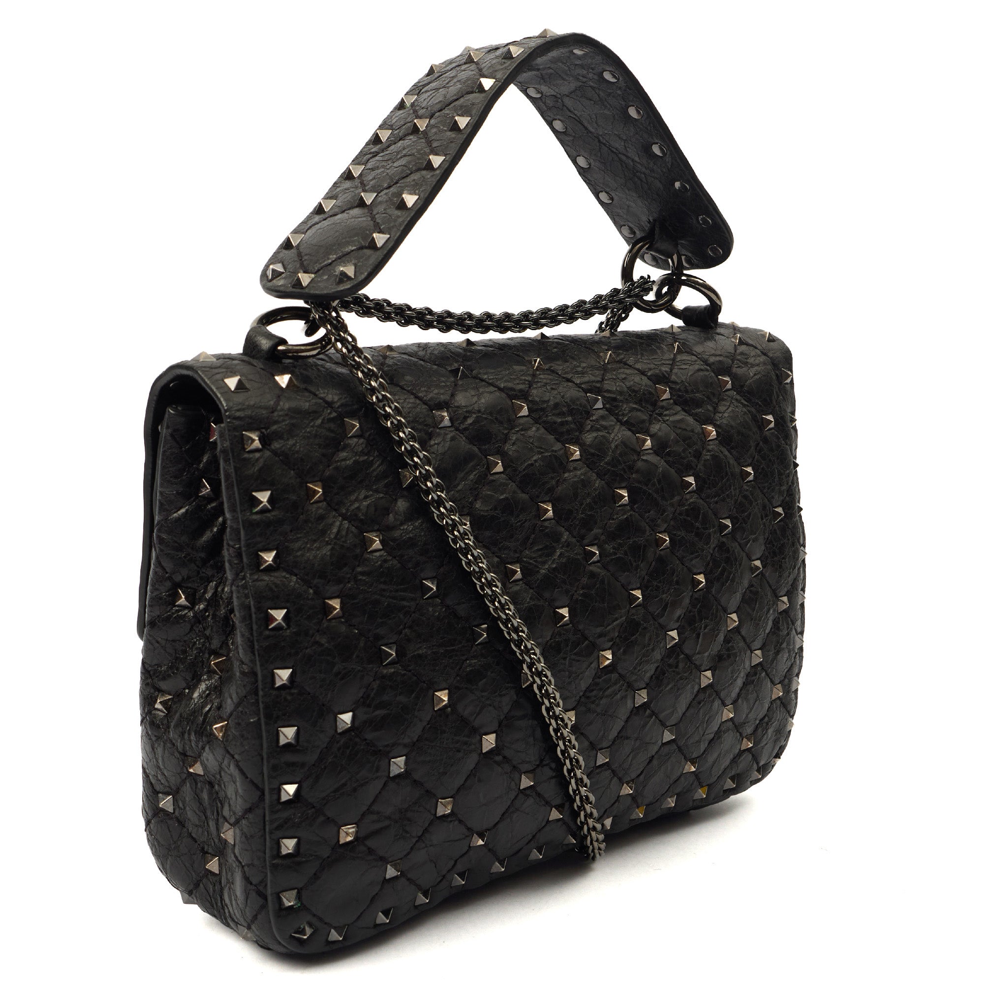 Valentino Shoulder Bag Rockstud Spike Medium in Black, Calfskin