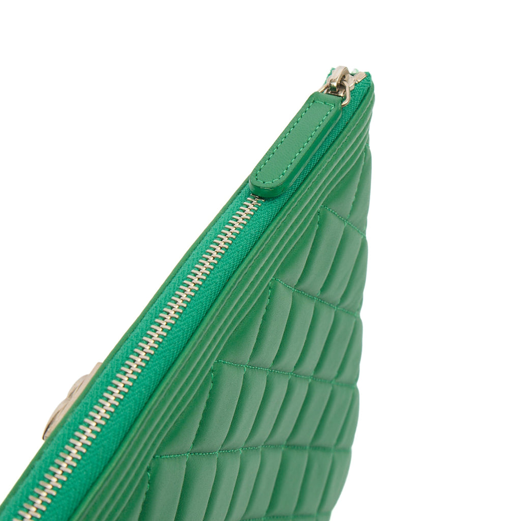 Chanel Clutch Boy Clutch in Green, Lambskin Leather