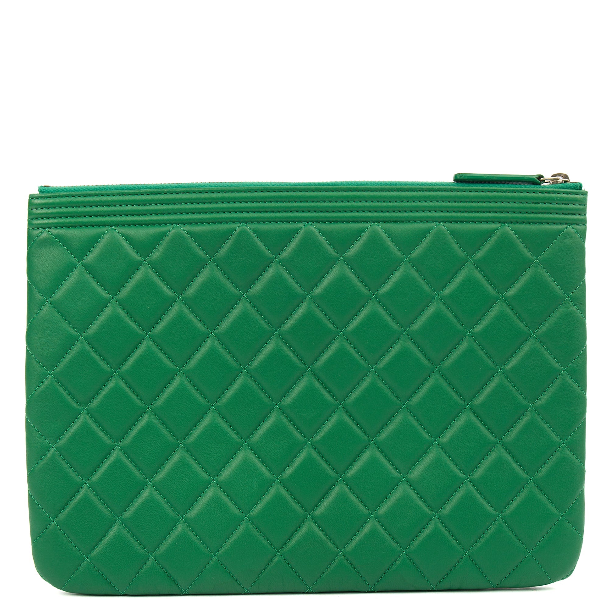 Chanel Clutch Boy Clutch in Green, Lambskin Leather
