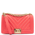 Chanel Shoulder Bag Boy - Medium in Pink, Calfskin Leather