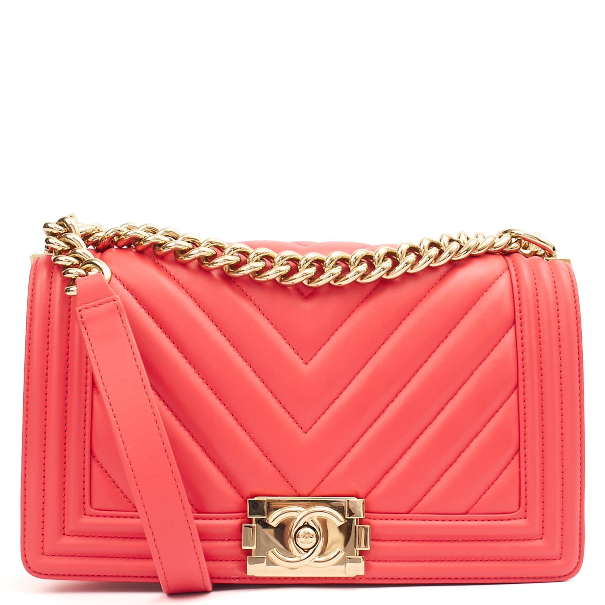 Chanel Shoulder Bag Boy - Medium in Pink, Calfskin Leather