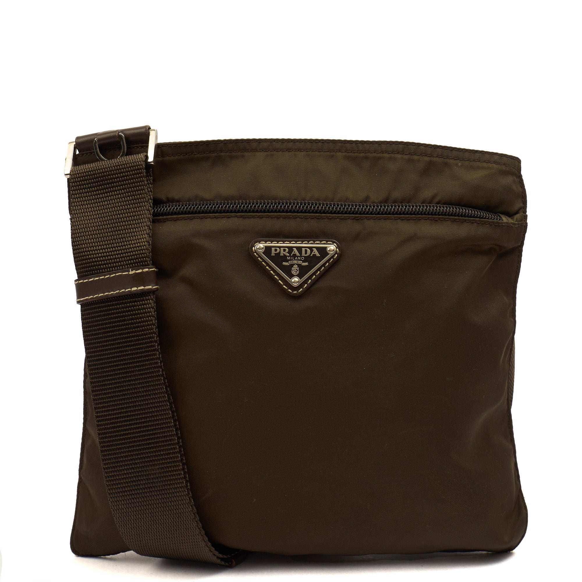 Prada Cross Body Nylon Messenger in Green, Nylon