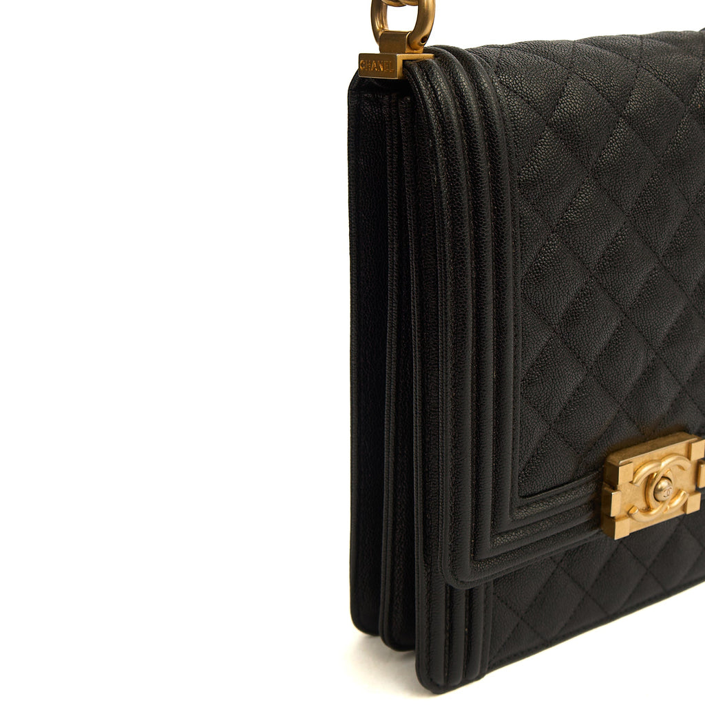 Chanel Shoulder Bag North South Boy in Black, Caviar Leather