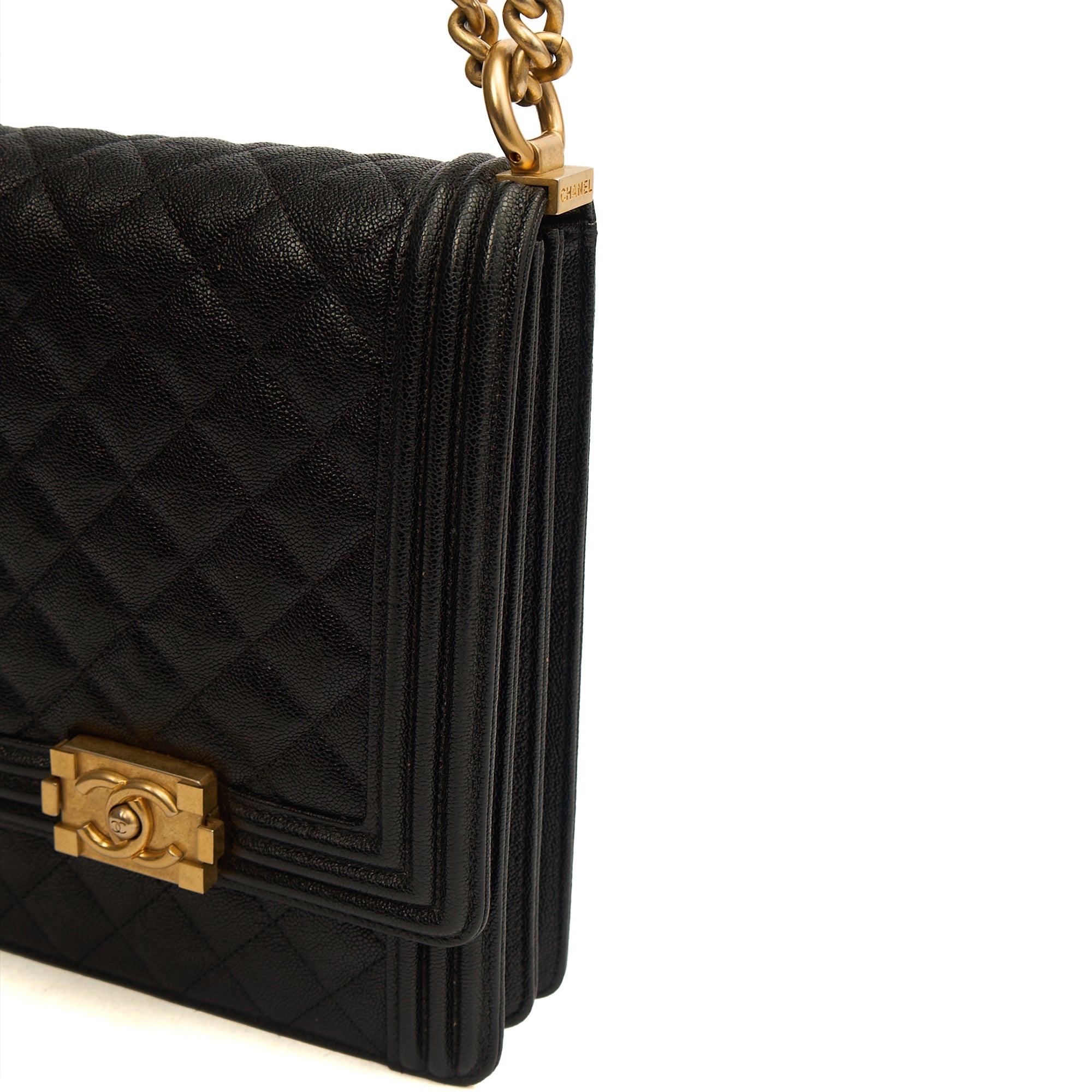 Chanel Shoulder Bag North South Boy in Black, Caviar Leather