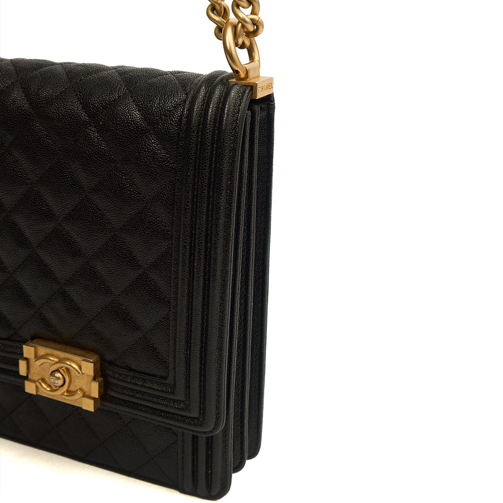 Chanel Shoulder Bag North South Boy in Black, Caviar Leather