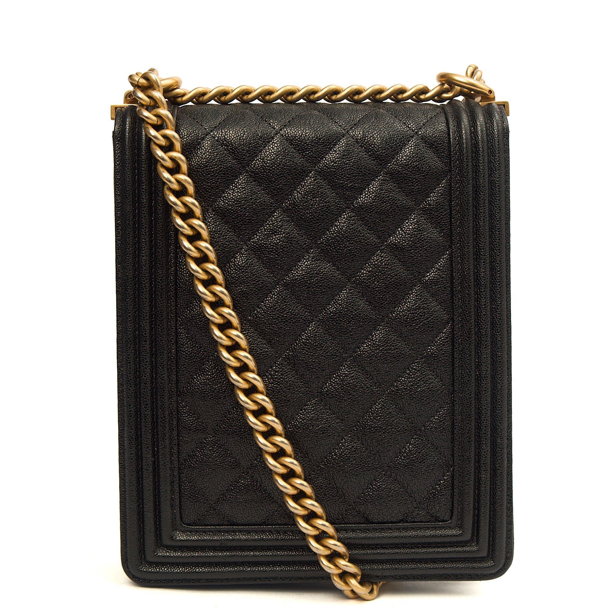 Chanel Shoulder Bag North South Boy in Black, Caviar Leather