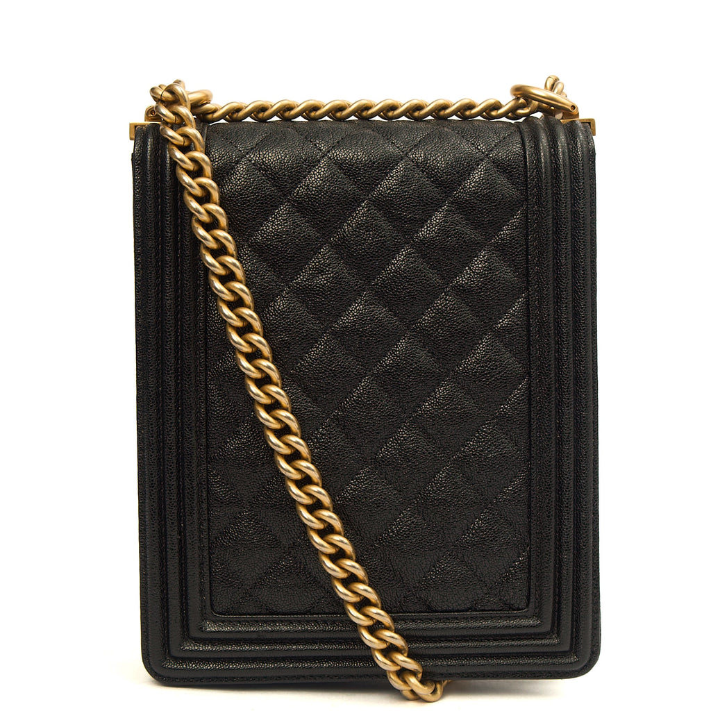 Chanel Shoulder Bag North South Boy in Black, Caviar Leather