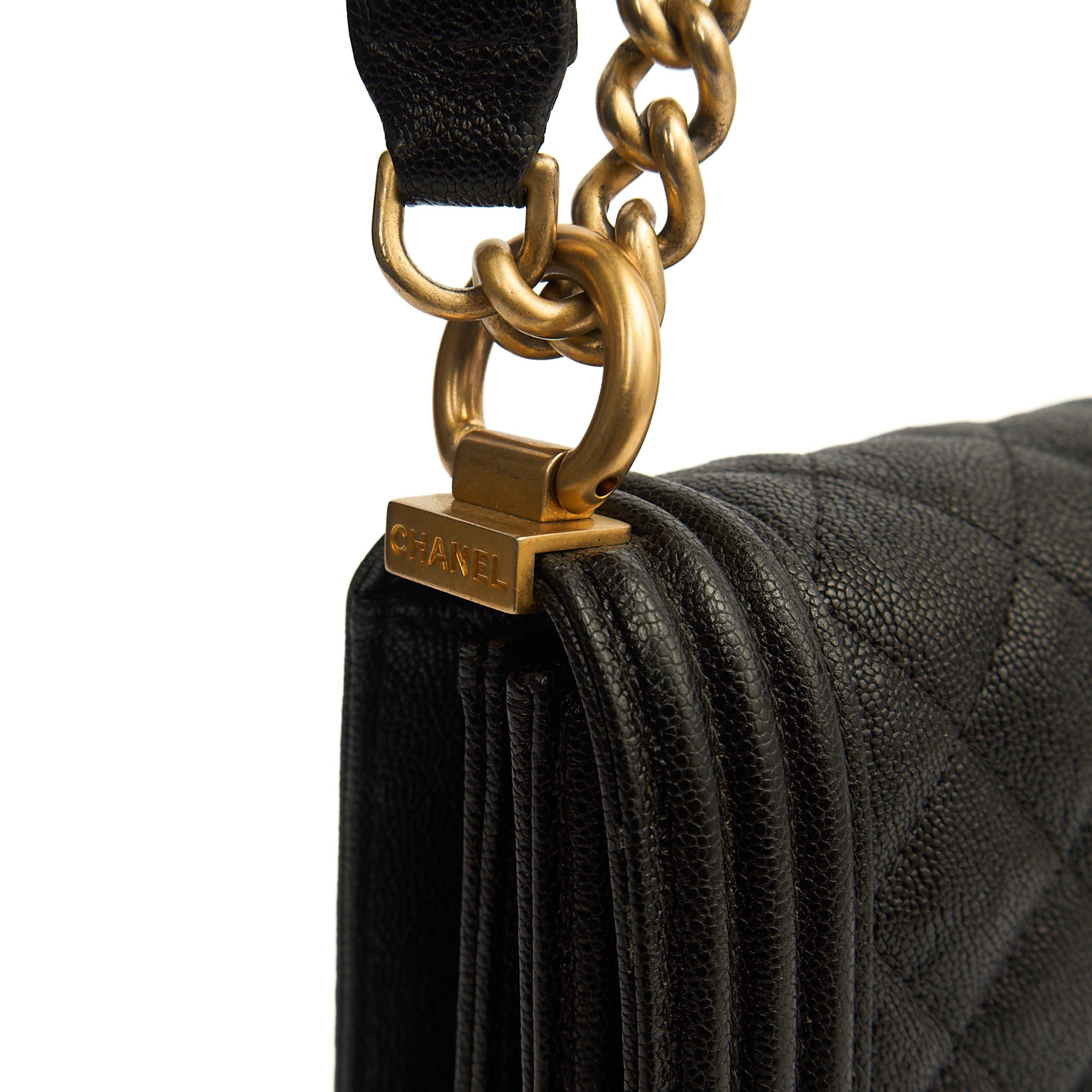 Chanel Shoulder Bag North South Boy in Black, Caviar Leather