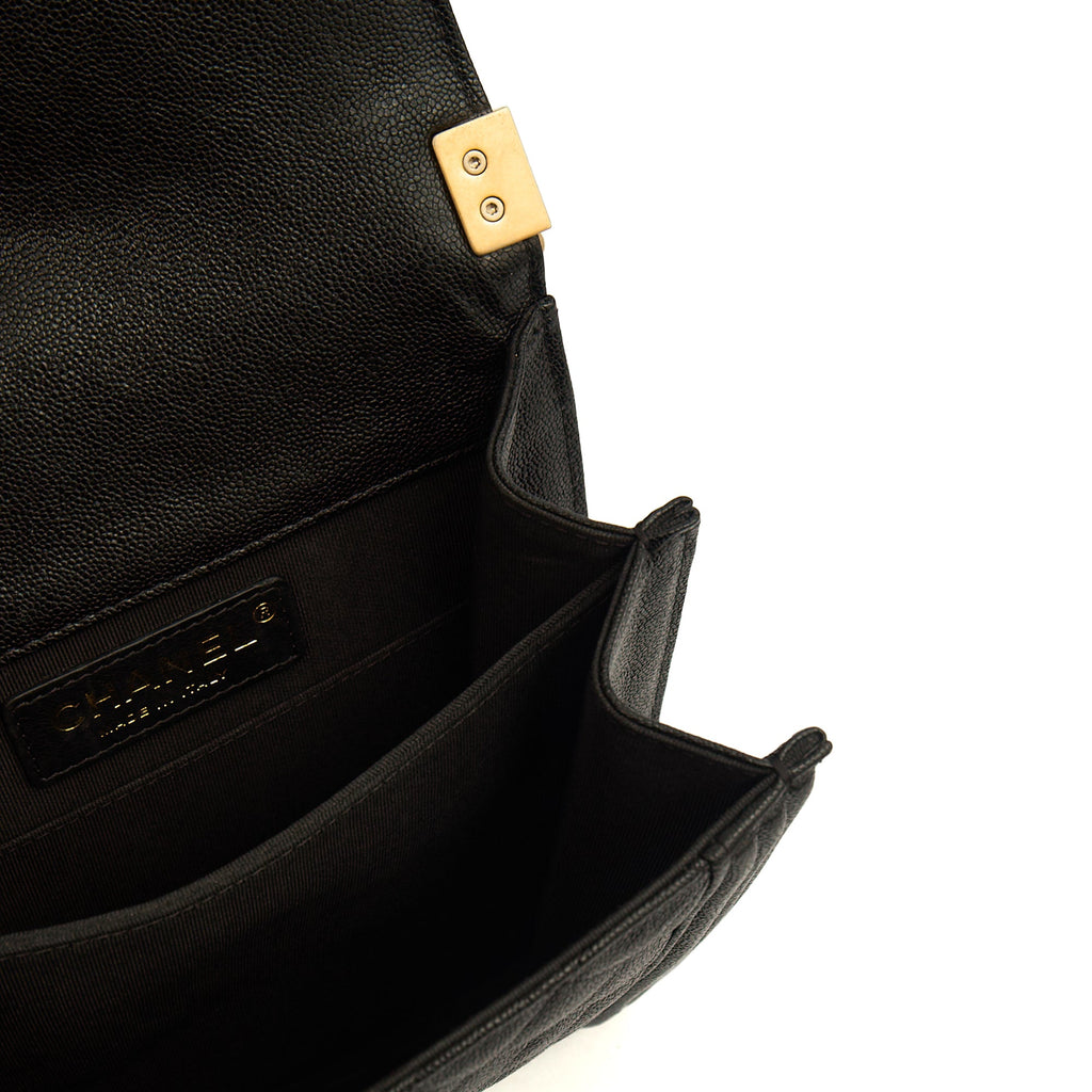 Chanel Shoulder Bag North South Boy in Black, Caviar Leather