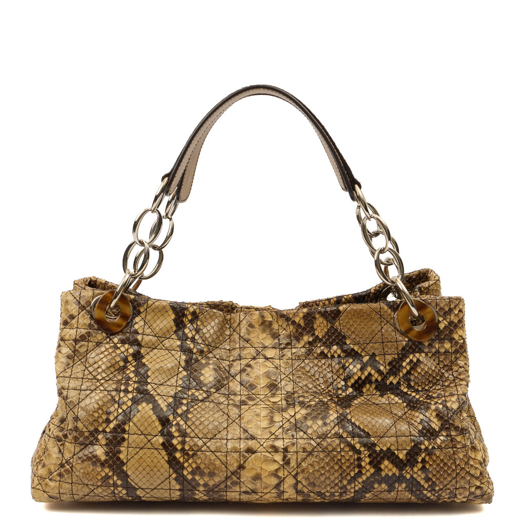 Christian Dior Shoulder Bag East West Lady Dior in Brown, Python Leather