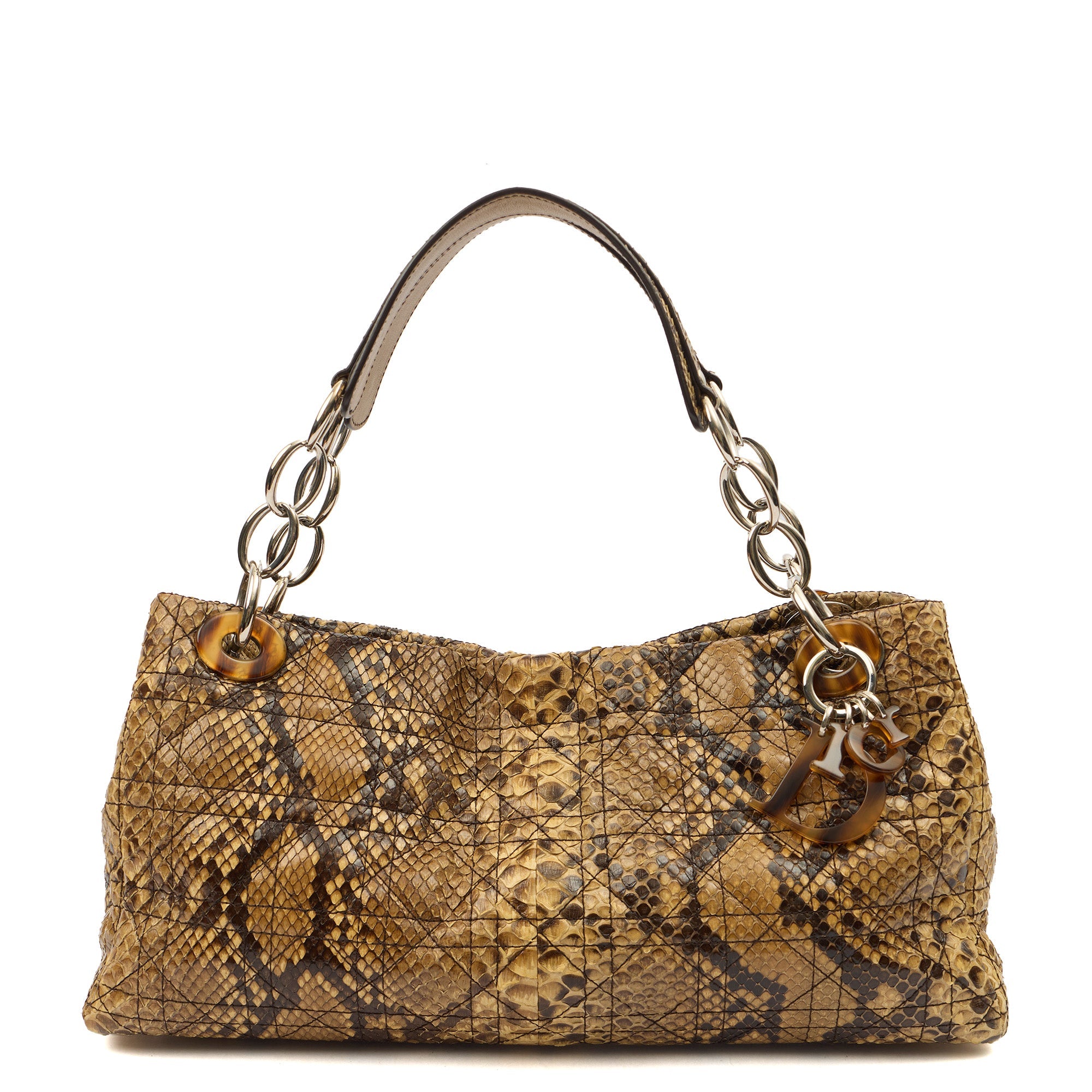 Christian Dior Shoulder Bag East West Lady Dior in Brown, Python Leather