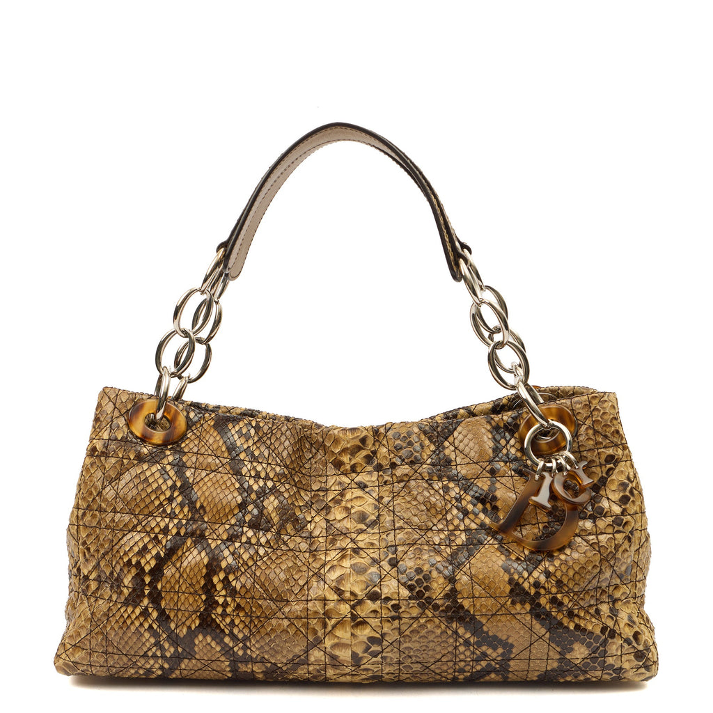 Christian Dior Shoulder Bag East West Lady Dior in Brown, Python Leather