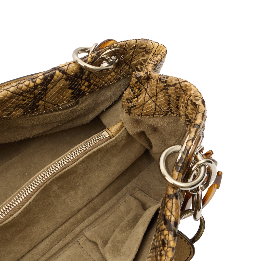 Christian Dior Shoulder Bag East West Lady Dior in Brown, Python Leather
