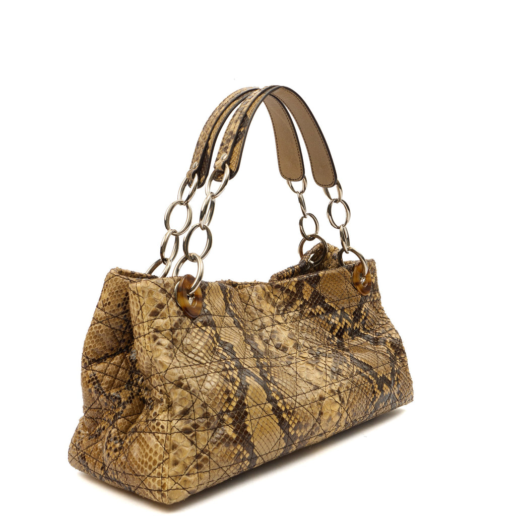 Christian Dior Shoulder Bag East West Lady Dior in Brown, Python Leather