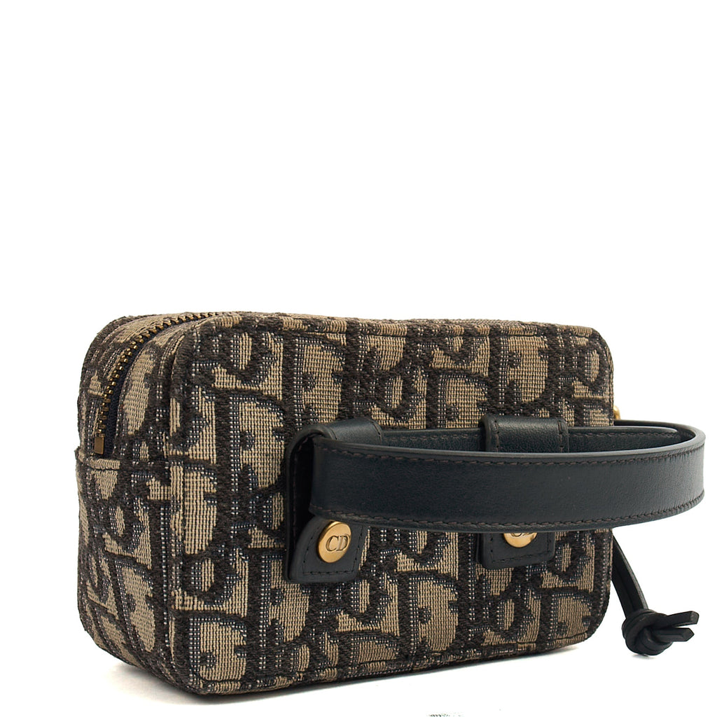 Christian Dior Cross Body Saddle Belt Pouch in Blue, Dior Oblique Embroidery