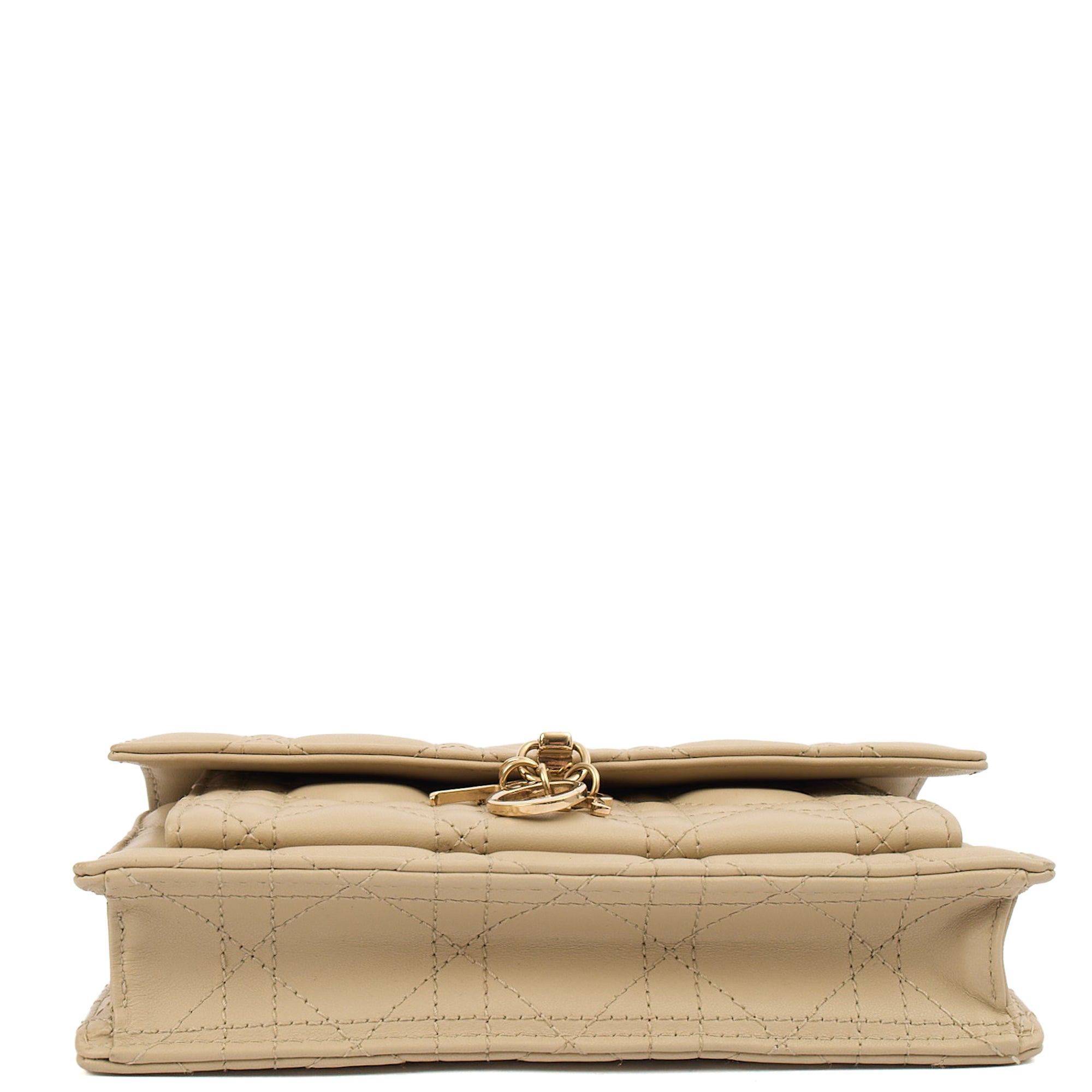 Christian Dior Cross Body My Dior Daily Chain Pouch in Neutral, Cannage Quilted Grain Skin