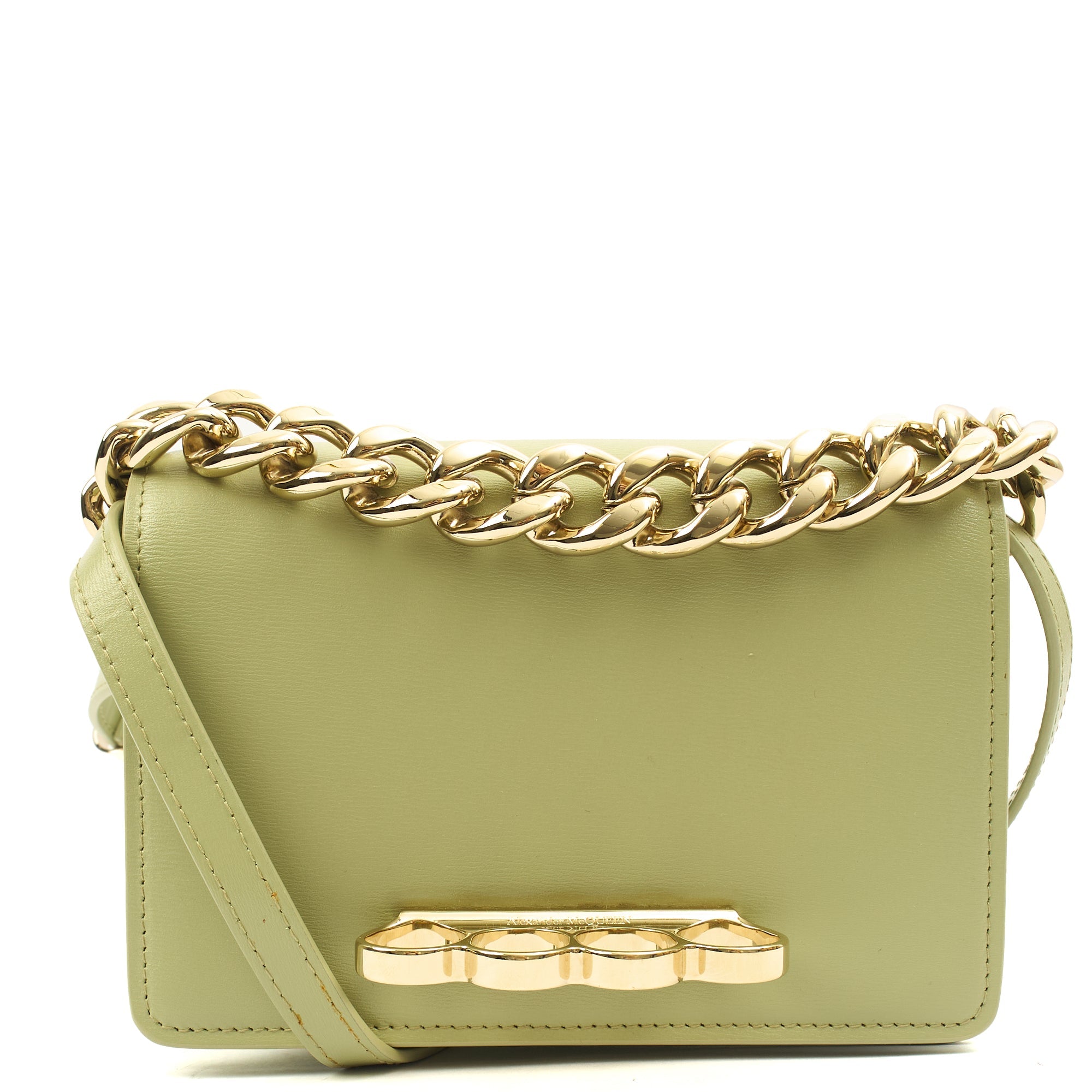 Alexander McQueen Cross Body Knuckle Crossbody in Green, Leather