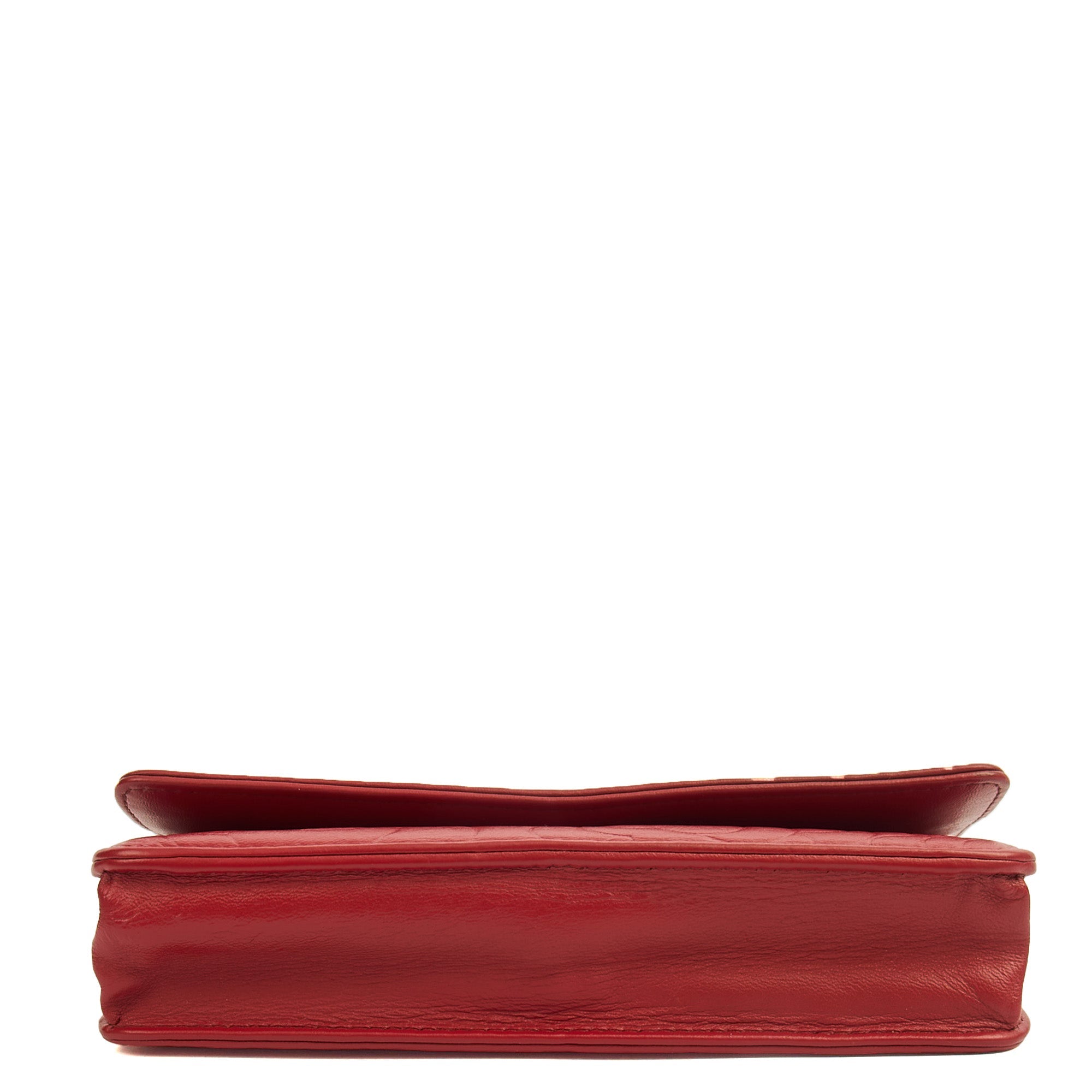 Chanel Cross Body Camellia - Wallet On Chain in Red, Lambskin Leather