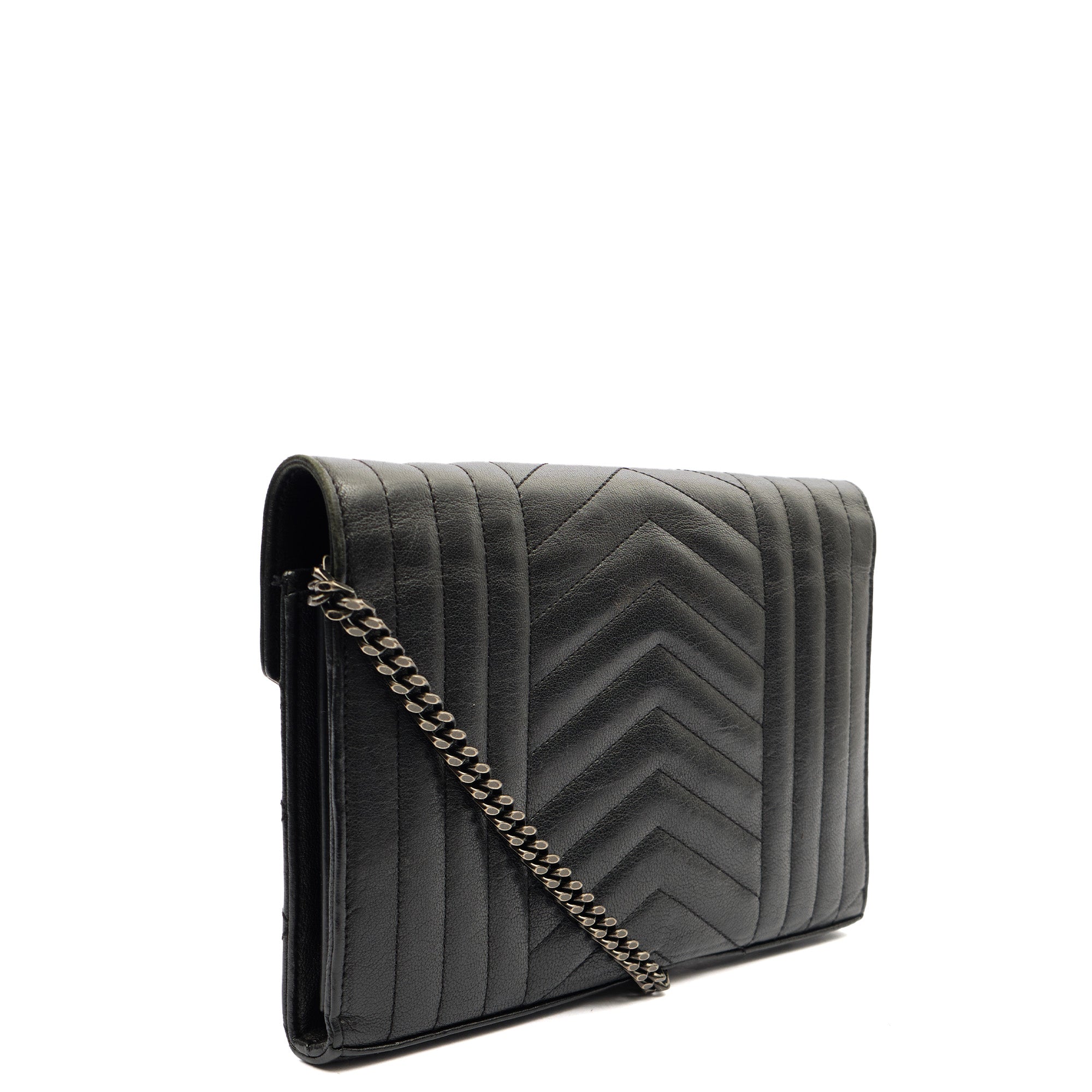 Saint Laurent Cross Body Envelope Shoulder Bag - Small in Black, Leather