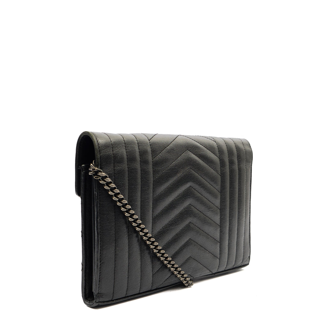 Saint Laurent Cross Body Envelope Shoulder Bag - Small in Black, Leather