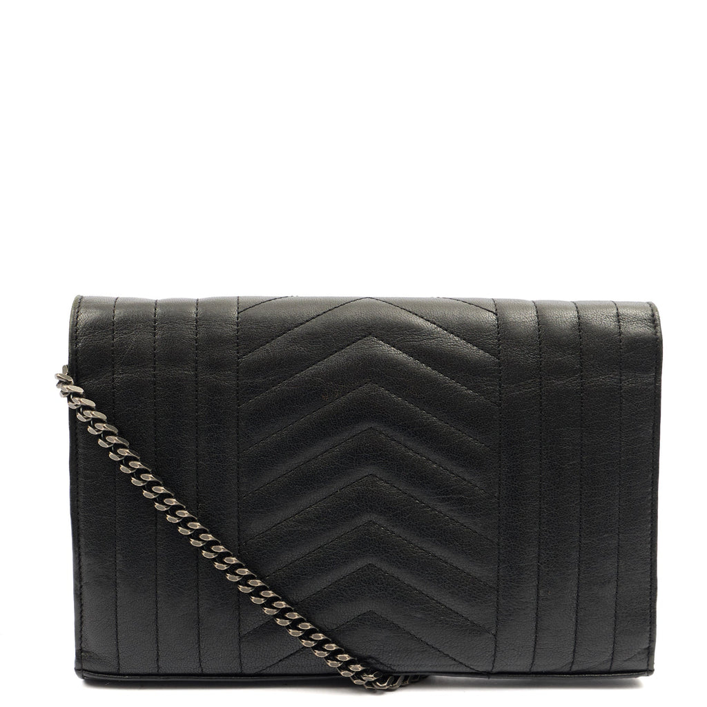 Saint Laurent Cross Body Envelope Shoulder Bag - Small in Black, Leather