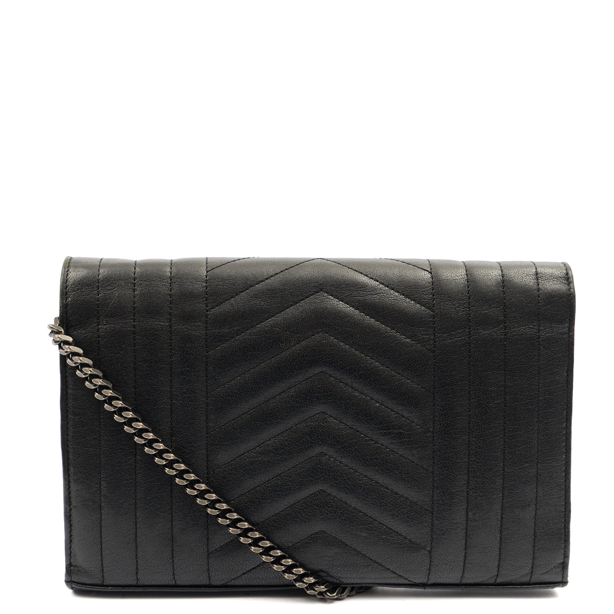 Saint Laurent Cross Body Envelope Shoulder Bag - Small in Black, Leather