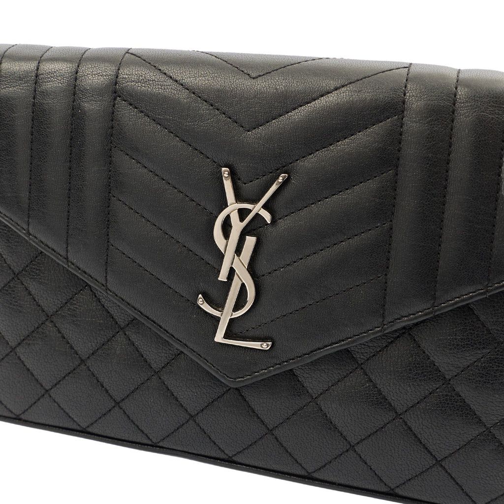 Saint Laurent Cross Body Envelope Shoulder Bag - Small in Black, Leather