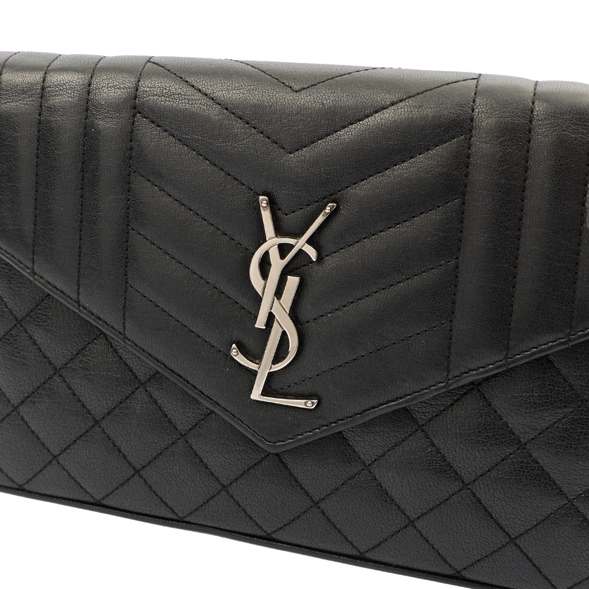 Saint Laurent Cross Body Envelope Shoulder Bag - Small in Black, Leather