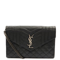 Saint Laurent Cross Body Envelope Shoulder Bag - Small in Black, Leather