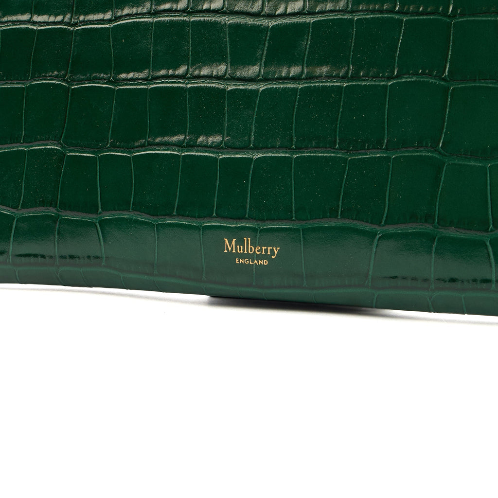Mulberry Clutch Studded Pouch in Jungle Green, Exotic Effect Leather