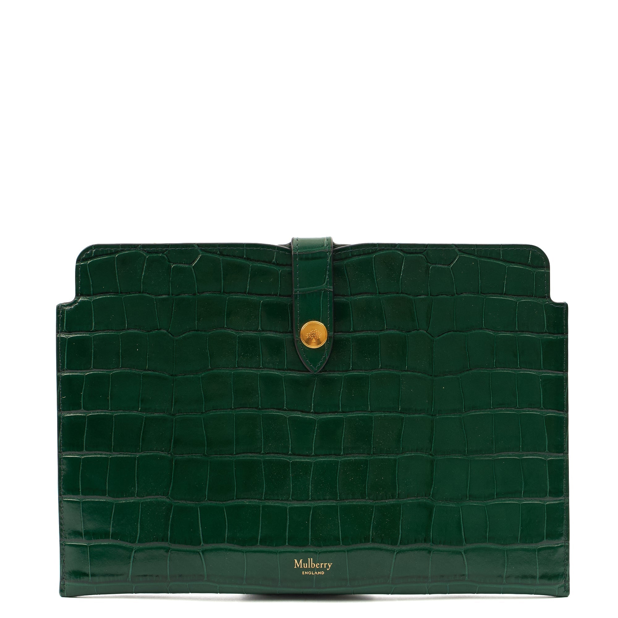 Mulberry Clutch Studded Pouch in Jungle Green, Exotic Effect Leather