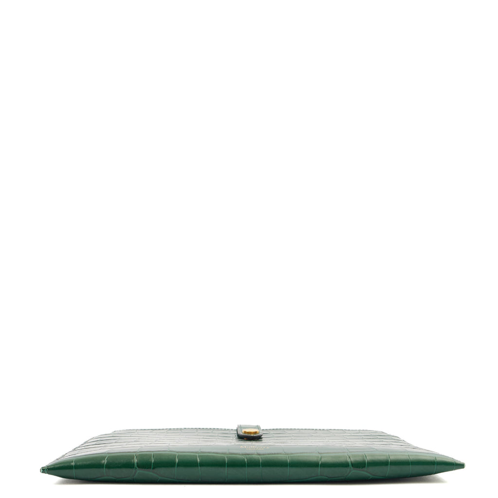 Mulberry Clutch Studded Pouch in Jungle Green, Exotic Effect Leather