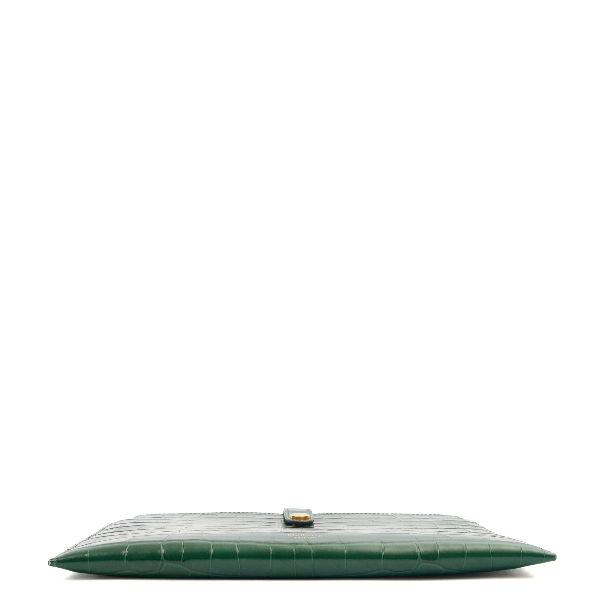 Mulberry Clutch Studded Pouch in Jungle Green, Exotic Effect Leather